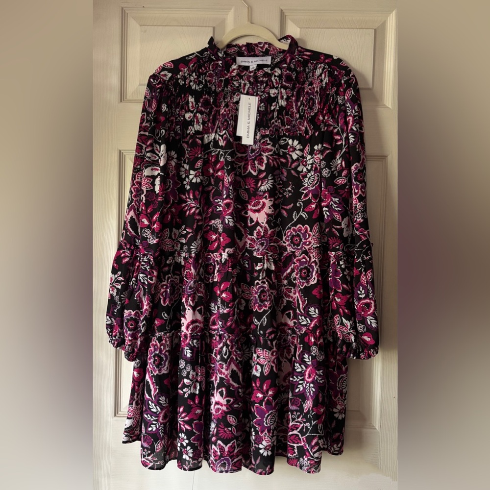 Emma & Michele Pink and Black Floral Dress